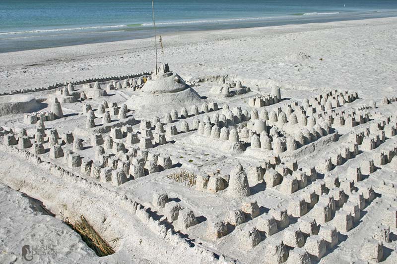 Somebody built a huge sandcastle empire in the sand.